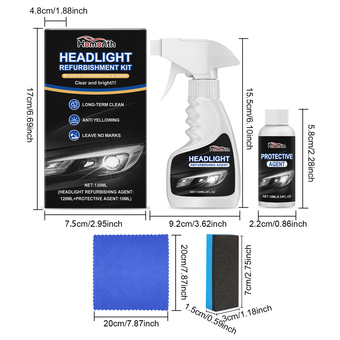 π Automotive Headlamp Restoration Fluid, blurring enhanced crystalline coating refurbisher