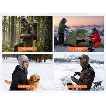 Trapper Hat for Men Women Waterproof Winter Warm Baseball Cap with Ear Flaps and Mask