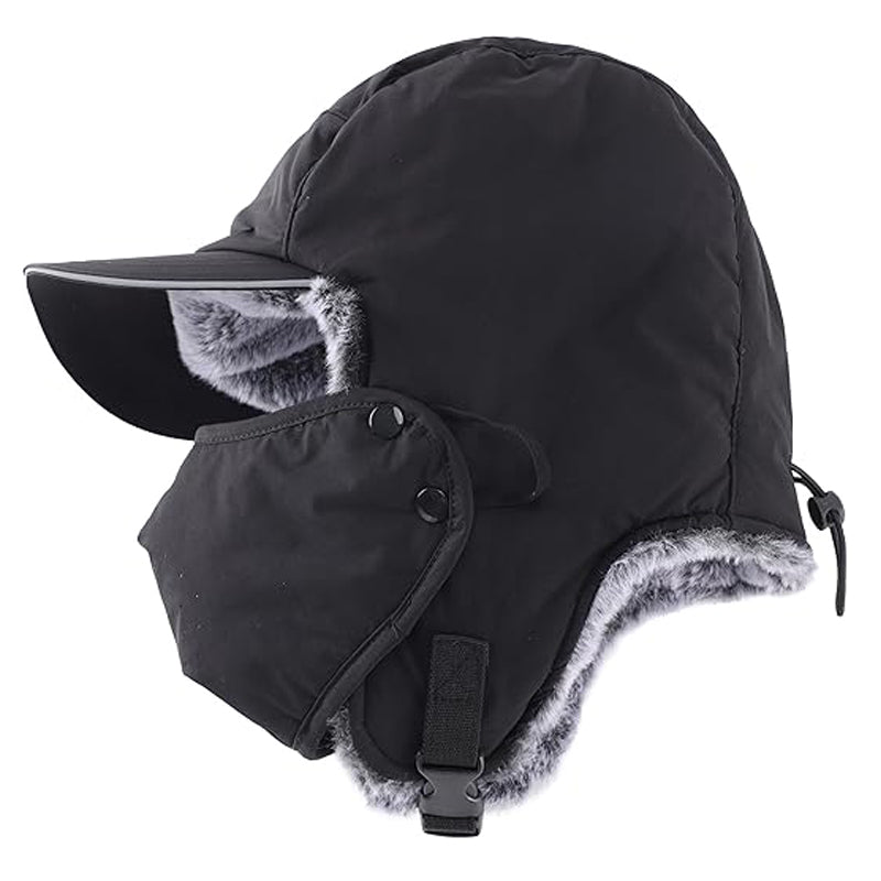 Trapper Hat for Men Women Waterproof Winter Warm Baseball Cap with Ear Flaps and Mask