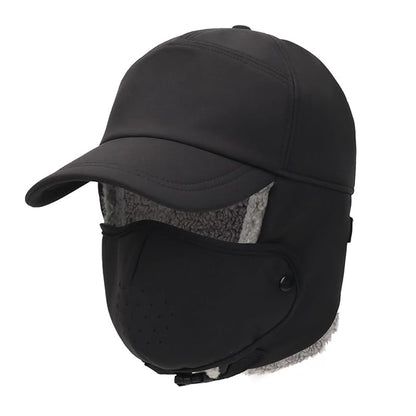 Trapper Hat for Men Women Waterproof Winter Warm Baseball Cap with Ear Flaps and Mask