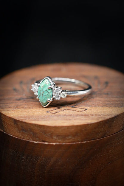 Sterling Silver Natural Turquoise Diamond Ring