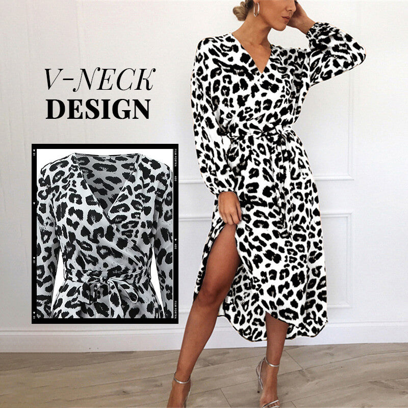V-Neck Leopard Print Dress-Buy 2 Automatic 10% Off & Free Shipping