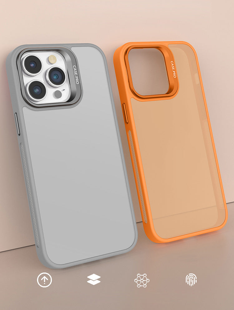 Translucent Frosted Metal Lens Frame Holder Mobile Phone Case
